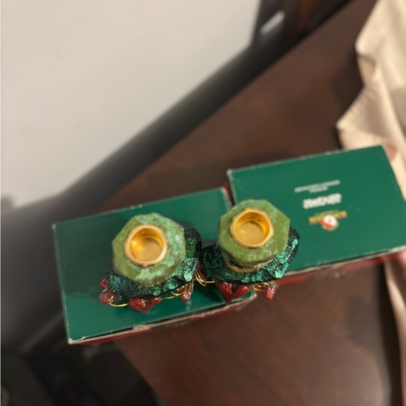 Kurt Adler Snowfolk Snowman Candle Holder, Hearts, 6.5 tall With Boxes Set Of 2 - Picture 5 of 5